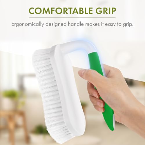 Heavy Duty Scrub Brush with Comfort Grip, Stiff Bristle Scrubber - 2 Pack