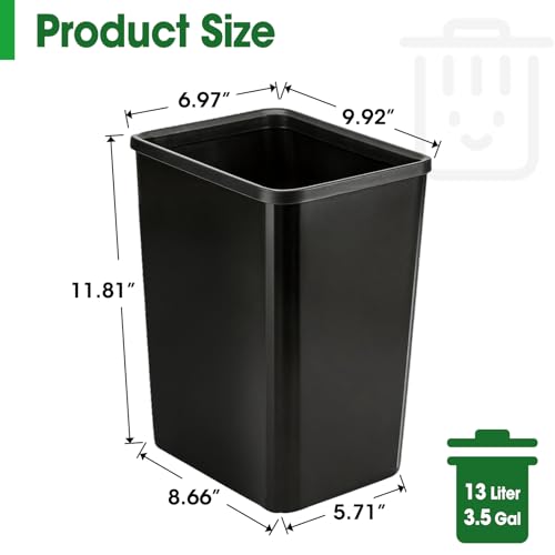 5-Pack 3.5 Gallon Small Plastic Trash Cans with Snap Ring for Bathroom