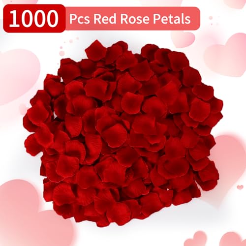 1000 Pcs Dark Red Silk Rose Petals for Romantic Wedding & Proposal Decor