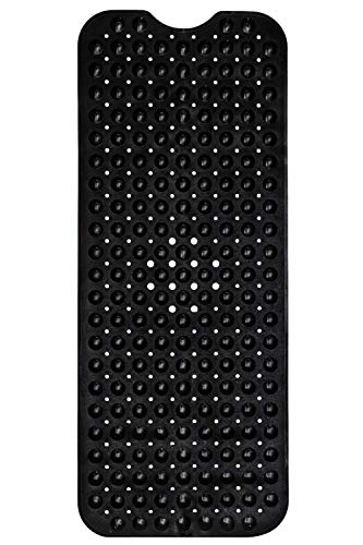 Extra Long Non-Slip Bath Mat - 40x16 Inch Durable PVC Shower Mat, Black