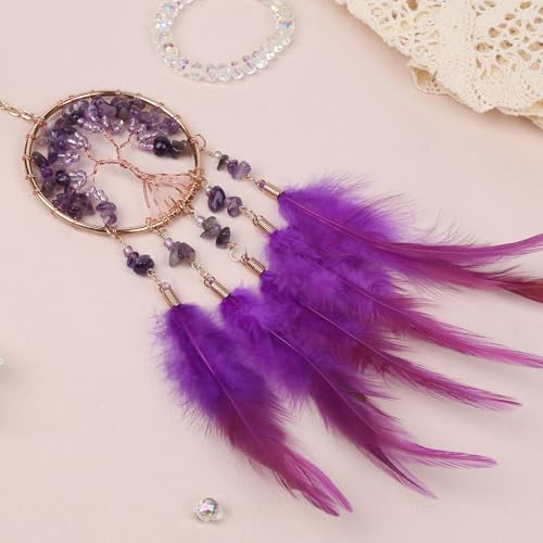 Tree of Life Crystal Dream Catcher for Car Rear View Mirror Hanging Decor