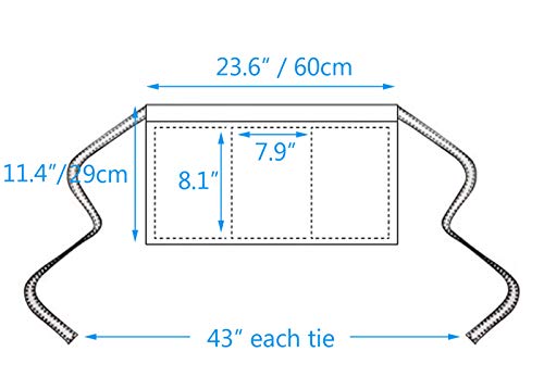 Waist Apron with 3 Pockets - Durable Black Server Apron for Waitstaff