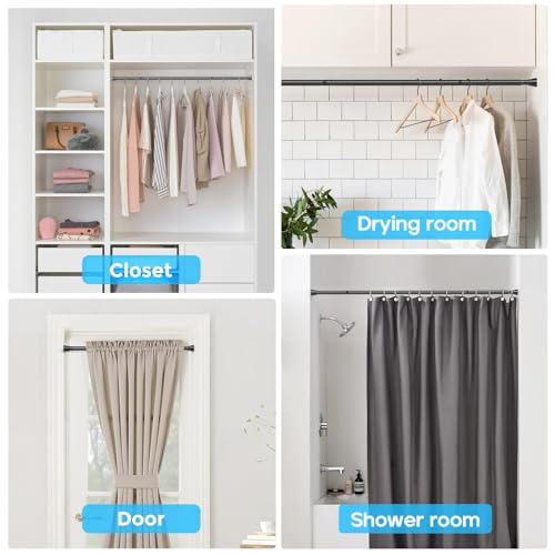 Adjustable Tension Curtain Rod, 28 to 50 Inch No-Drill Shower Rod