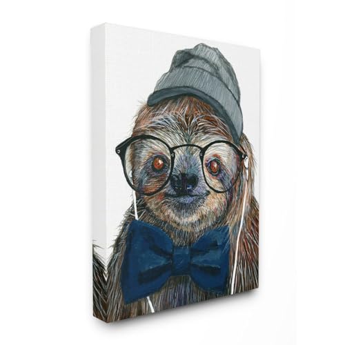 Funny Sloth Portrait Wall Art, 16x20 Stretched Canvas Print