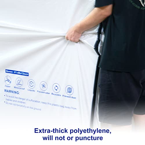Twin Size Mattress Bag - 6 Mil Waterproof Zippered Cover for Moving