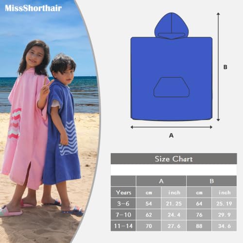 Kids Hooded Beach Towel Poncho - Soft Microfiber Swim Changing Robe