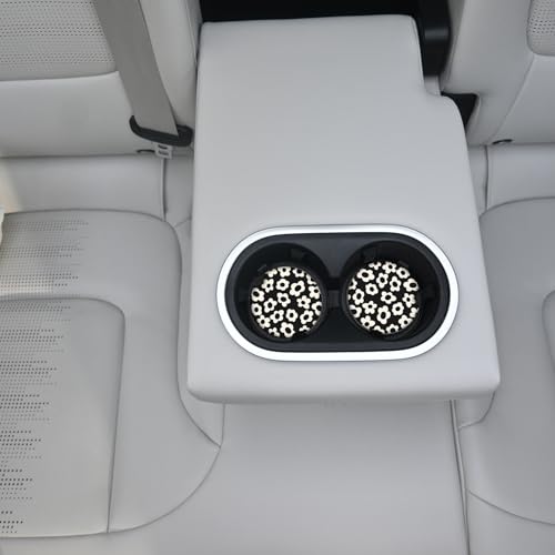 Adastrah White Flower Absorbent Ceramic Car Coasters 2-Pack, 2.56" Fit Cup Holders