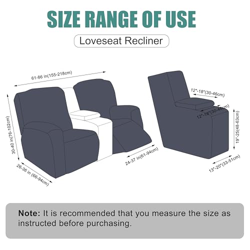 Stretch Recliner Loveseat Cover with Console - Dark Gray