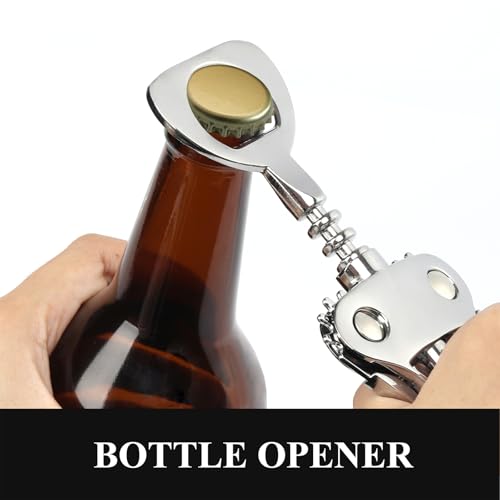 KORCCI Silver Heavy-Duty Zinc Alloy Wing Corkscrew & Bottle Opener - Multifunctional Wine Accessory