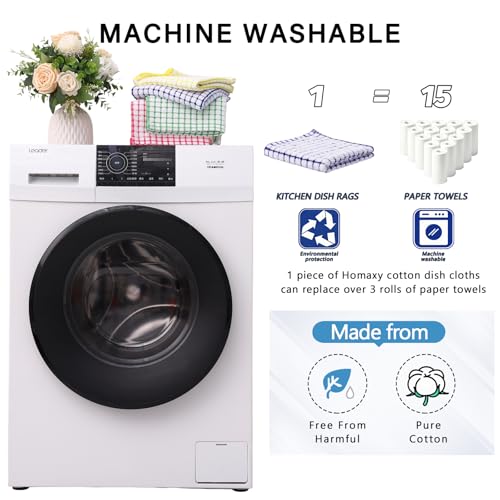 Cotton Kitchen Dish Cloths 8-Pack - 12x12 Soft Absorbent Dish Rags