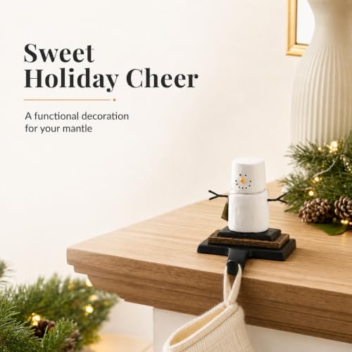 Festive Christmas Stocking Holder with S'mores Design - Resin Decor for Mantel or Tabletop