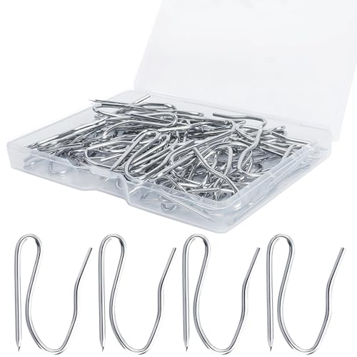 1.2 Inch Stainless Steel Drapery Hooks - Pin-On Curtain Pins (60 Pack)