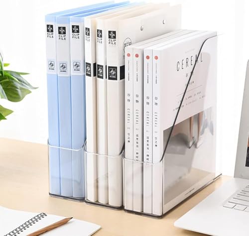 Clear Plastic Magazine Holder, Vertical Desk File Organizer, 2-Pack