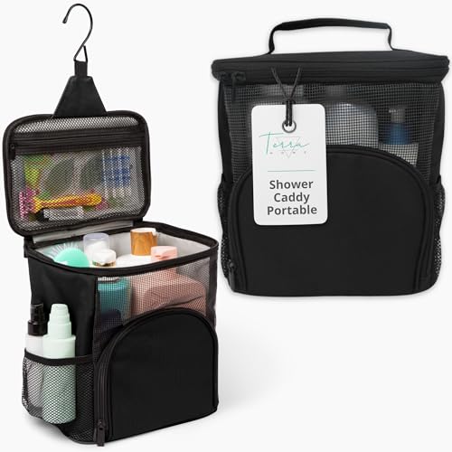 Portable Mesh Shower Caddy - Foldable Hanging Toiletry Organizer for Dorm