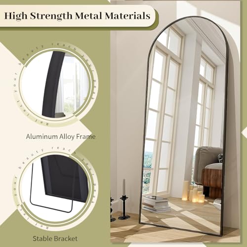 65" x 24" Arched Full Length Floor Mirror - Lean, Wall or Standing Mirror