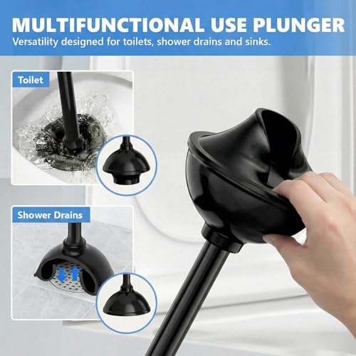 Heavy Duty Toilet Plunger with Holder for 5.3-Inch Drains - Style 1