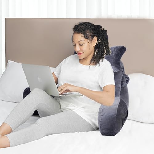 Comfortable Reading Pillow with Arm Support and Pockets - Dark Grey