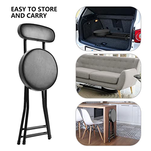 23.6-Inch Portable Folding Bar Stool with Back, Heavy-Duty Collapsible Chair