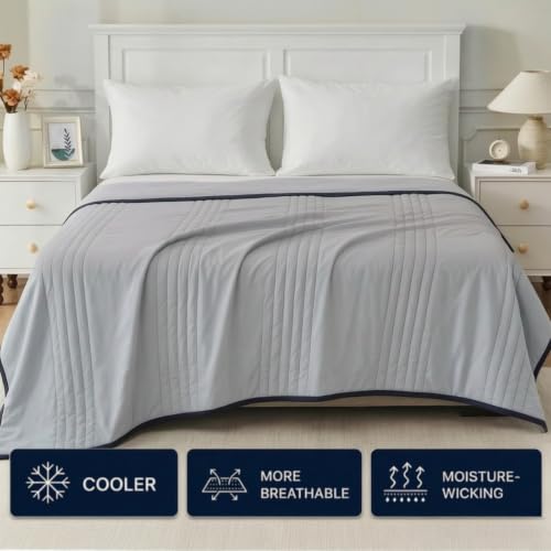 Cooling Blanket for Hot Sleepers - Q-Max 0.42 Soft Comforter, King Size (80x91in) - Breathable Mint Green