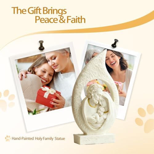 Holy Family Statue - 5-Inch Mary Joseph & Baby Jesus Resin Figurine