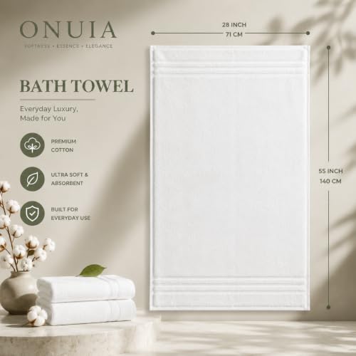 800 GSM Oversized Cotton Bath Towels, Ultra-Soft & Absorbent Set of 2, Blue