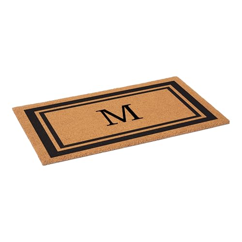 Monogrammed Coir Doormat 24" x 36" - Letter M Black Border