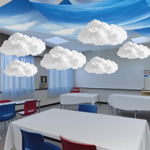 9-Piece Blue Sky and Cloud Ceiling Decoration Set for Party and Classroom