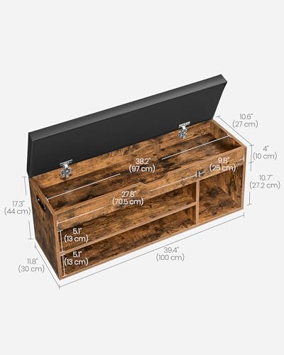 Entryway Shoe Storage Bench with Padded Cushion, 39-Inch Industrial Bench