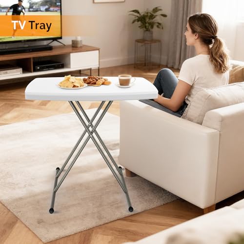 Adjustable Folding Table, 30-inch Portable Personal TV Tray and Laptop Desk