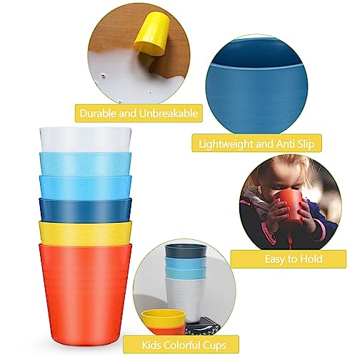 8 oz Wheat Straw Drinking Cups - Set of 8 Unbreakable Reusable Water Tumblers