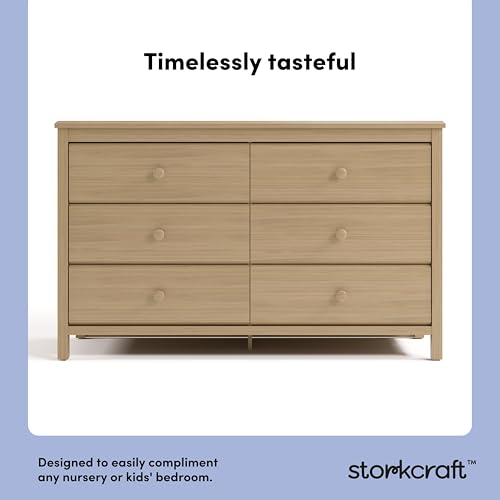 6-Drawer Wood Dresser for Nursery and Kids Bedroom, Driftwood