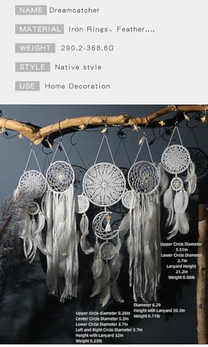 5-Pack Bohemian Dreamcatcher Set Handmade Boho Wall Decor for Bedroom