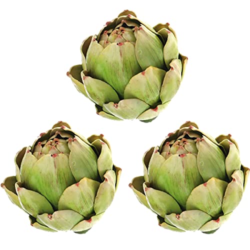 Large Faux Artichokes - Set of 3 Realistic Decorative Accents