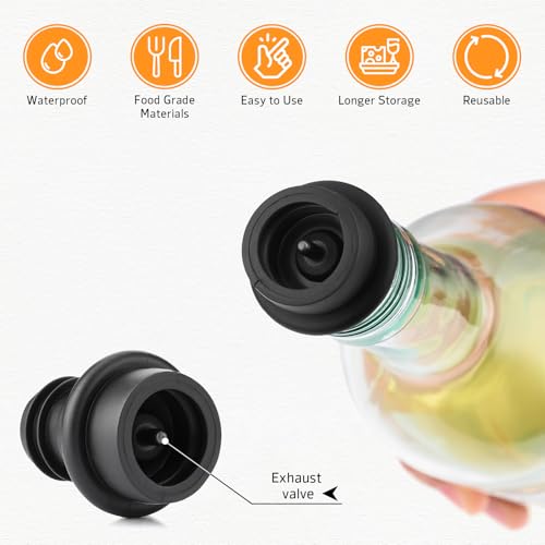 OWO Wine Vacuum Pump Set with 1 Pump & 4 Silicone Stoppers - Keeps Wine Fresh Longer