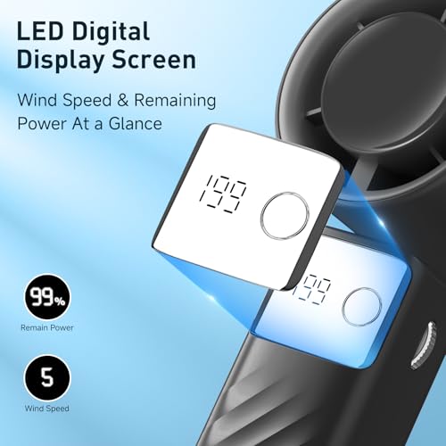 YOSHENMO Portable Handheld Turbo Fan Foldable Mini Fan LED Display