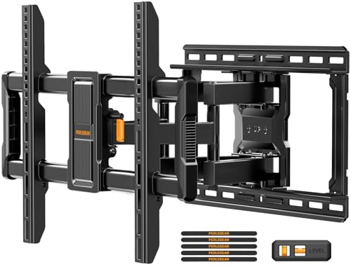 Perlegear Full Motion TV Wall Mount 42-97 Inch, Supports Up to 132 lbs, Fits 12-16" Wood Studs