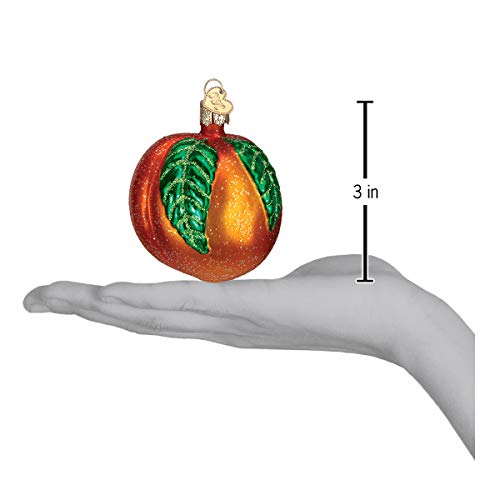 Handcrafted Glass Peach Christmas Ornament - Decorative Holiday Fruit
