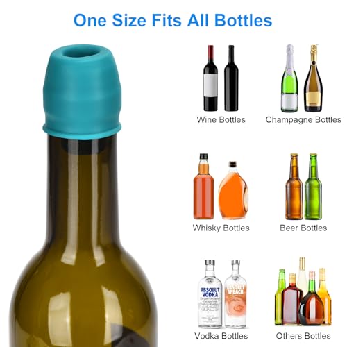 Reusable Silicone Wine Bottle Stoppers - 6 Pack Leak-Proof Wine Savers