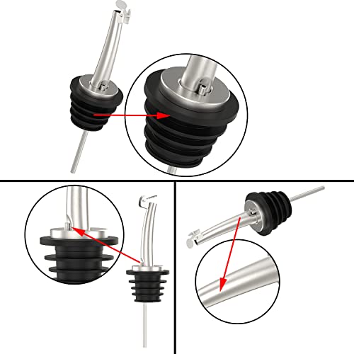 Stainless Steel Olive Oil & Liquor Bottle Pourers with Flip Top - 2 Pack