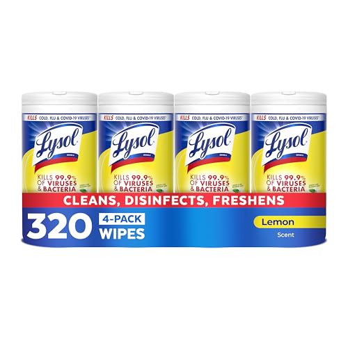 Lysol Disinfecting Wipes Lemon 80 Count 4 Pack Multi-Surface Cleaner