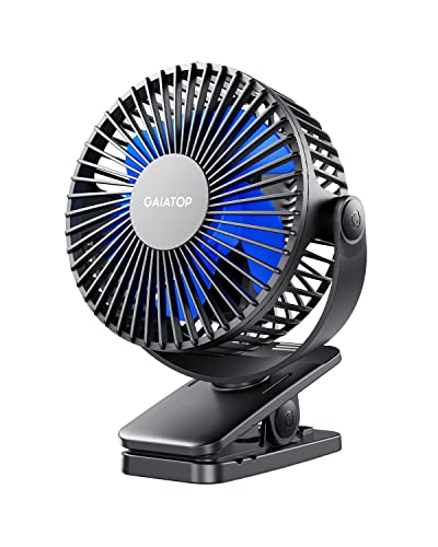 Gaiatop Portable Clip-On Fan, Mini Rechargeable Battery Operated Fan