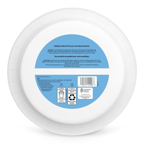 Amazon Basics Disposable Paper Plates, 10 Inch, 44 Count