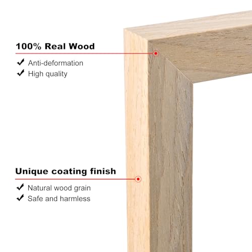 Natural Solid Wood 8x10 Picture Frame Set of 4 - Wall & Tabletop Display