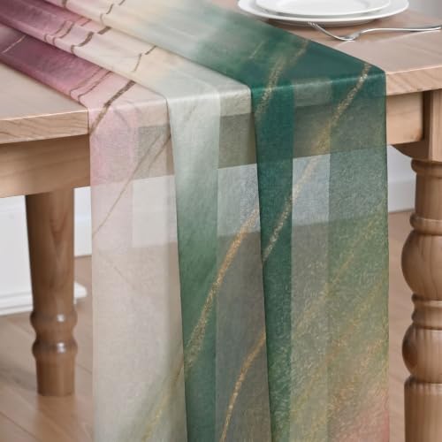 Artoid Mode 28x120 Inch Boho Green Stripes Christmas Table Runner – 10ft