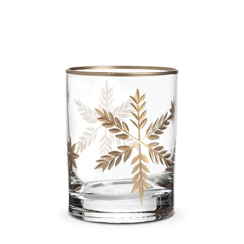 Abbott Collection Snowflake Tumbler, 12 oz, Clear with Gold Rim