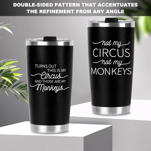 CUPLOOV 20 oz Black Funny Tumbler – Crap Turns Out This Is My Circus – Travel Mug Gift for Dad Grandpa Boss