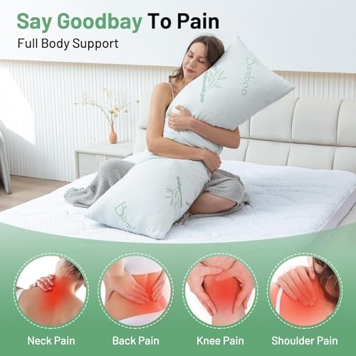 Memory Foam Body Pillow for Side Sleepers - Adjustable Firmness 20x54 Inch