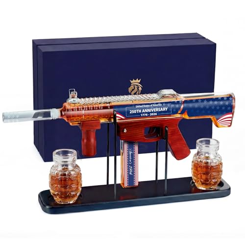 Kollea Star Bar Blue Whiskey Decanter Gift Set with Grenade Glasses