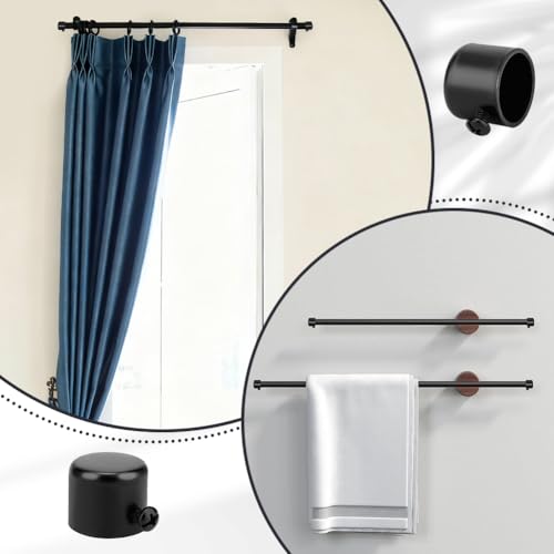 4 Pcs Curtain Rod End Caps for 3/4 Inch Poles, Black Iron Finials