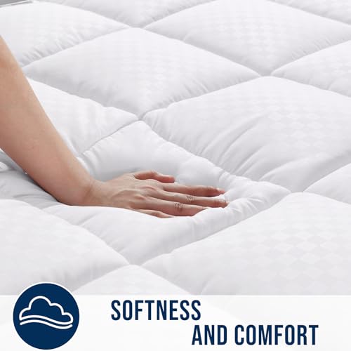 Queen Quilted Mattress Pad – Soft Cooling Topper with Deep Pocket